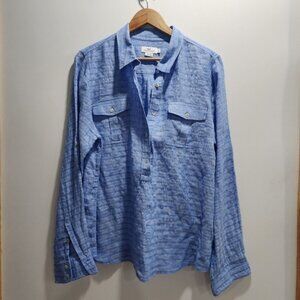 Vineyard Vines 100% Linen Blue Striped Popover Shirt Size 16